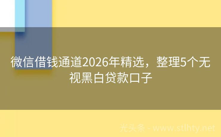 微信借钱通道2026年精选，整理5个无视黑白贷款口子