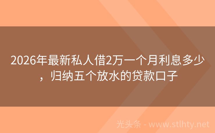 2026年最新私人借2万一个月利息多少，归纳五个放水的贷款口子