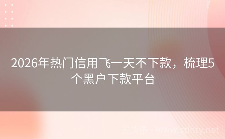 2026年热门信用飞一天不下款，梳理5个黑户下款平台