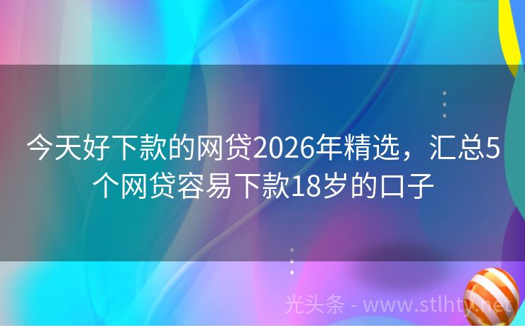 今天好下款的网贷2026年精选，汇总5个网贷容易下款18岁的口子