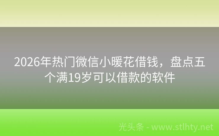 2026年热门微信小暖花借钱，盘点五个满19岁可以借款的软件