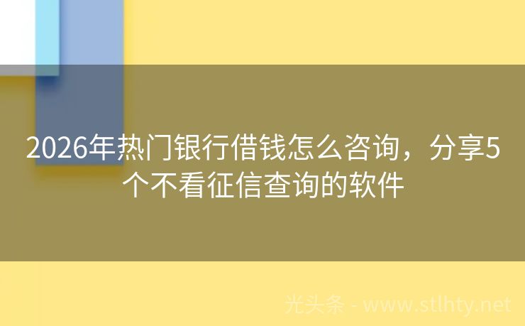 2026年热门银行借钱怎么咨询，分享5个不看征信查询的软件