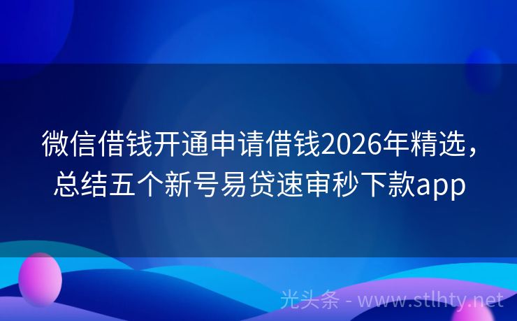 微信借钱开通申请借钱2026年精选，总结五个新号易贷速审秒下款app