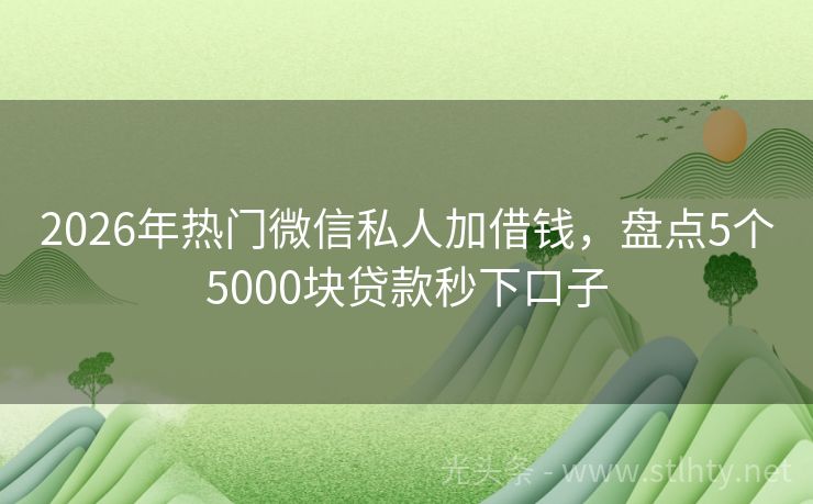 2026年热门微信私人加借钱，盘点5个5000块贷款秒下口子