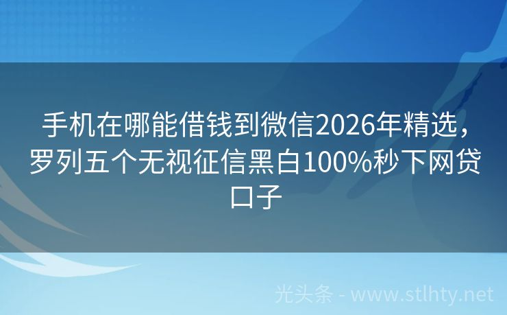 手机在哪能借钱到微信2026年精选，罗列五个无视征信黑白100%秒下网贷口子