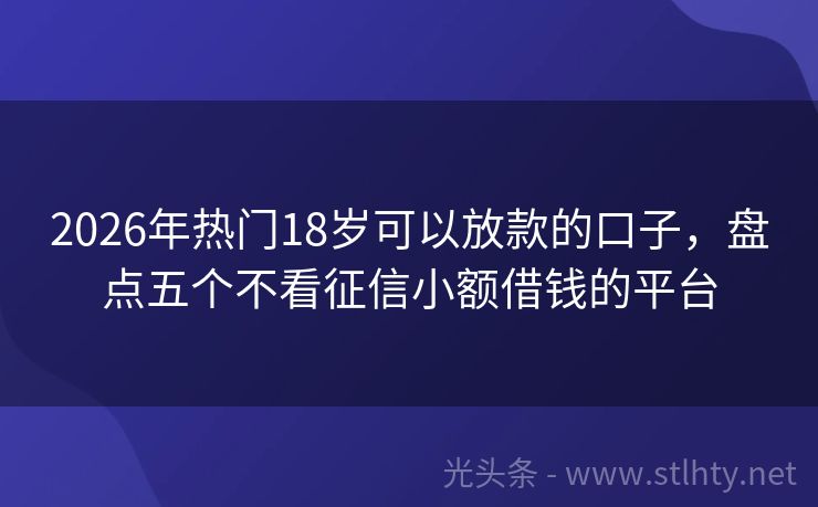 2026年热门18岁可以放款的口子，盘点五个不看征信小额借钱的平台