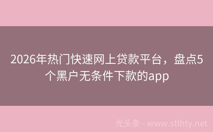 2026年热门快速网上贷款平台，盘点5个黑户无条件下款的app