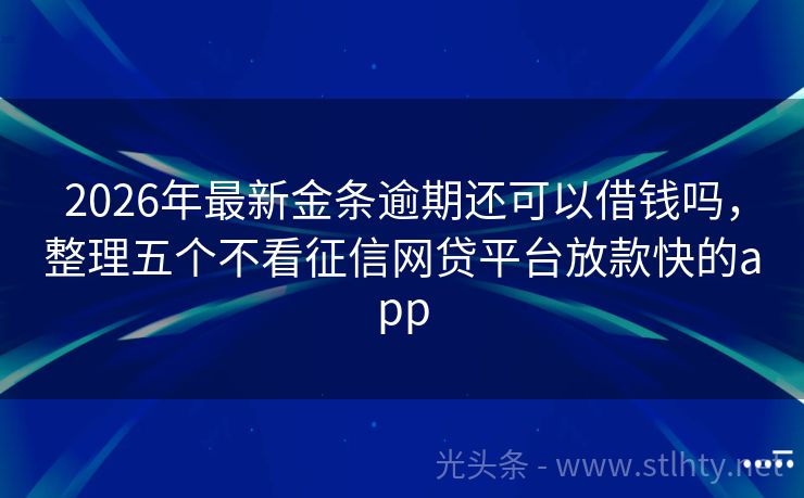 2026年最新金条逾期还可以借钱吗，整理五个不看征信网贷平台放款快的app