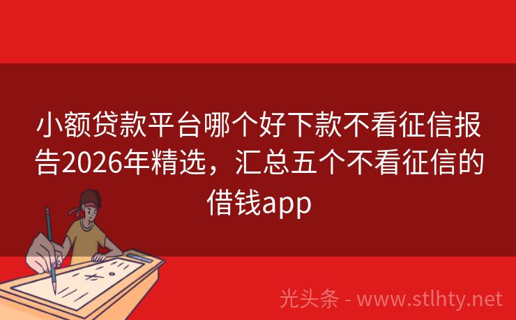 小额贷款平台哪个好下款不看征信报告2026年精选，汇总五个不看征信的借钱app