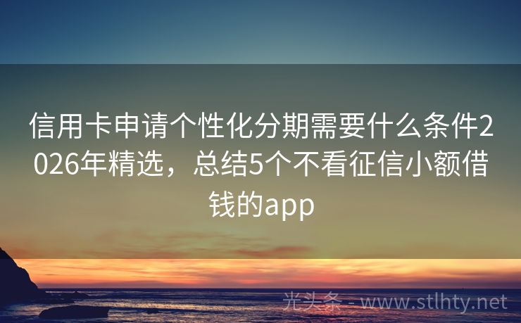 信用卡申请个性化分期需要什么条件2026年精选，总结5个不看征信小额借钱的app