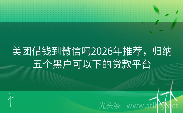 美团借钱到微信吗2026年推荐，归纳五个黑户可以下的贷款平台