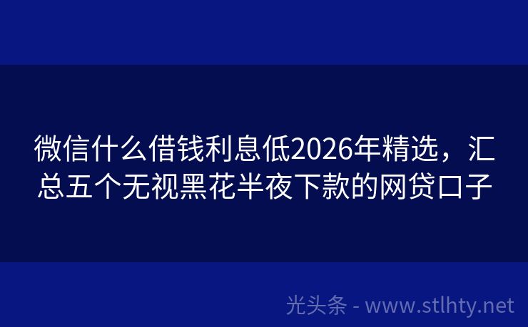 微信什么借钱利息低2026年精选，汇总五个无视黑花半夜下款的网贷口子