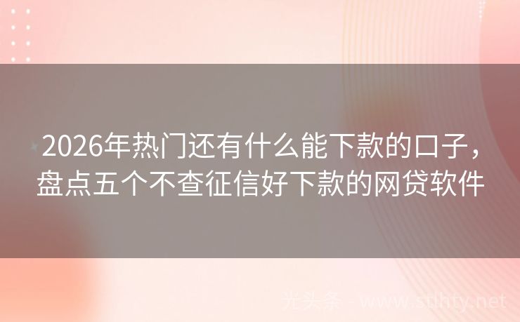 2026年热门还有什么能下款的口子，盘点五个不查征信好下款的网贷软件