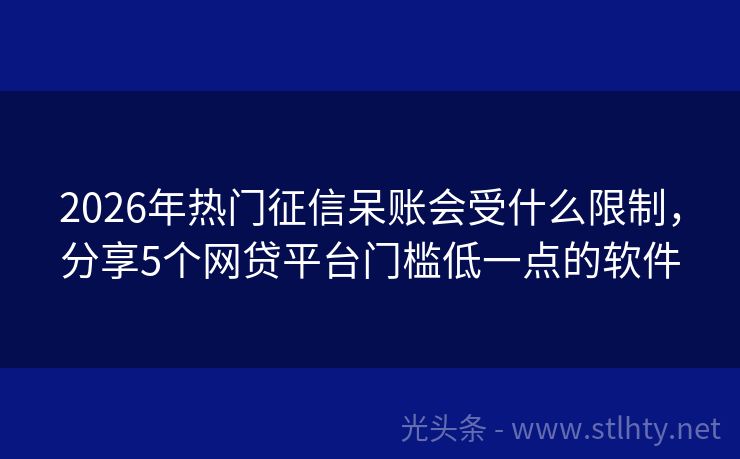 2026年热门征信呆账会受什么限制，分享5个网贷平台门槛低一点的软件