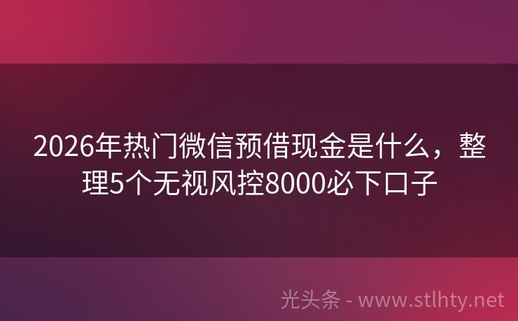 2026年热门微信预借现金是什么，整理5个无视风控8000必下口子