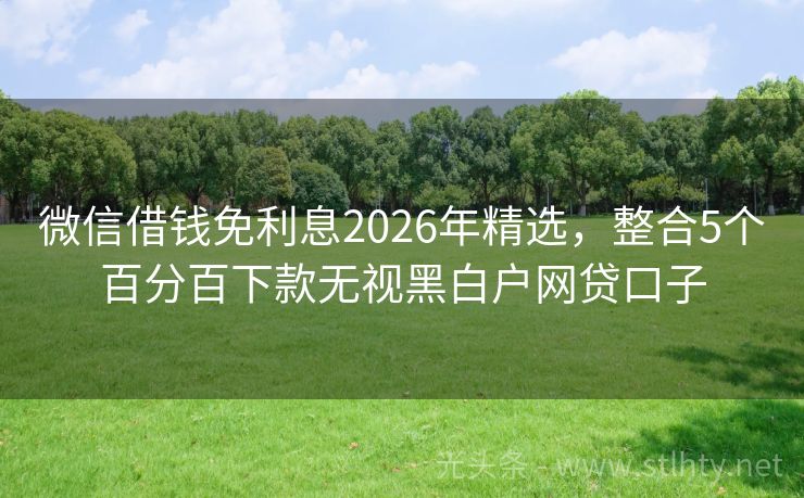 微信借钱免利息2026年精选，整合5个百分百下款无视黑白户网贷口子