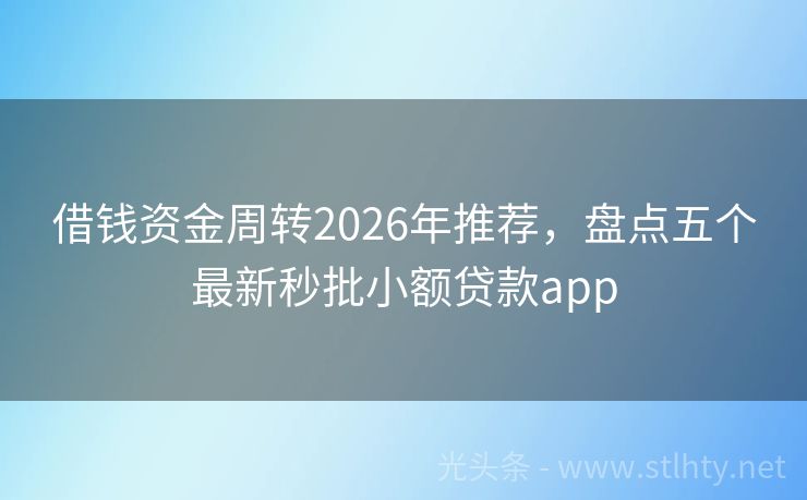 借钱资金周转2026年推荐，盘点五个最新秒批小额贷款app