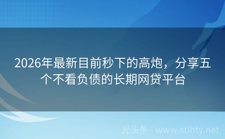 2026年最新目前秒下的高炮，分享五个不看负债的长期网贷平台