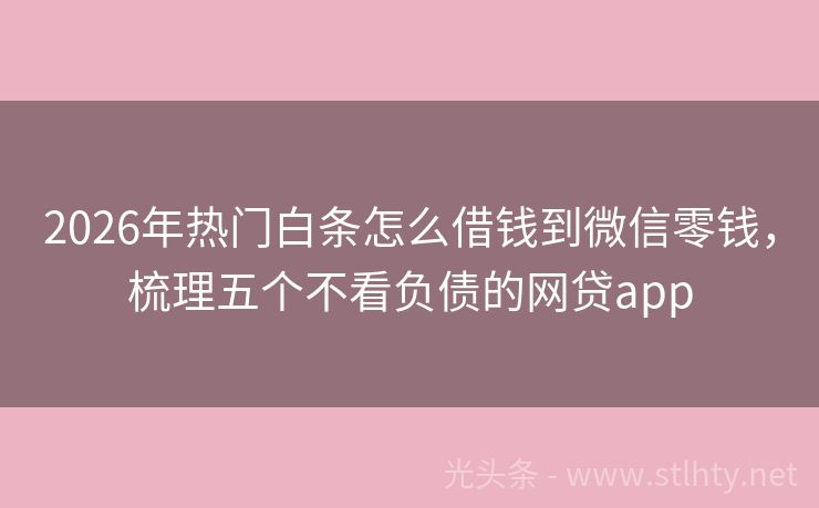 2026年热门白条怎么借钱到微信零钱，梳理五个不看负债的网贷app