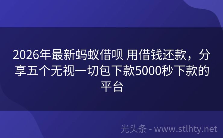 2026年最新蚂蚁借呗 用借钱还款，分享五个无视一切包下款5000秒下款的平台