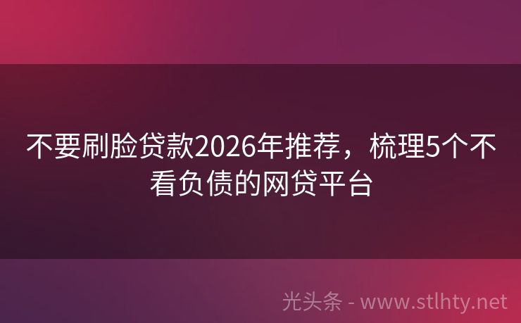 不要刷脸贷款2026年推荐，梳理5个不看负债的网贷平台