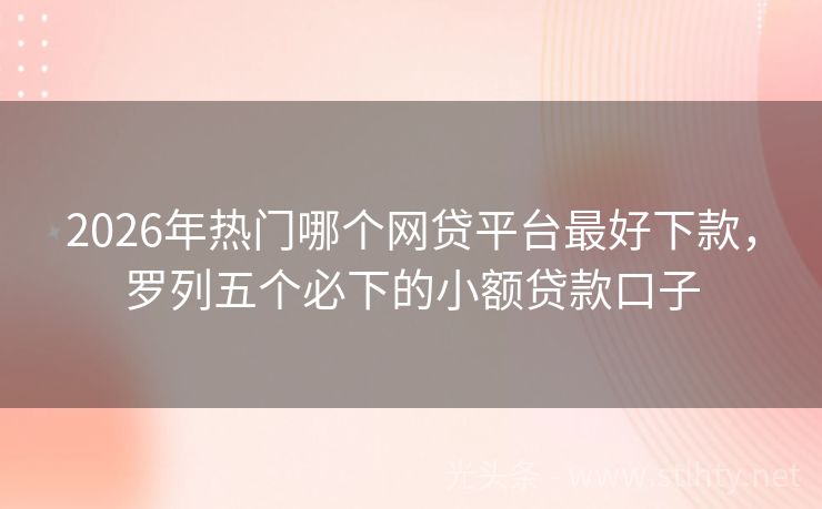 2026年热门哪个网贷平台最好下款，罗列五个必下的小额贷款口子