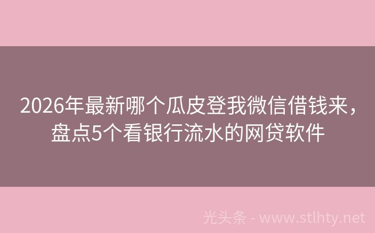 2026年最新哪个瓜皮登我微信借钱来，盘点5个看银行流水的网贷软件
