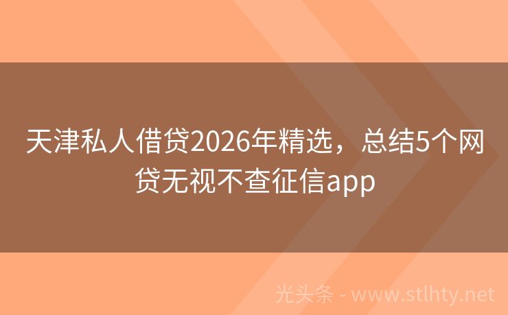 天津私人借贷2026年精选，总结5个网贷无视不查征信app