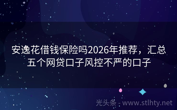安逸花借钱保险吗2026年推荐，汇总五个网贷口子风控不严的口子