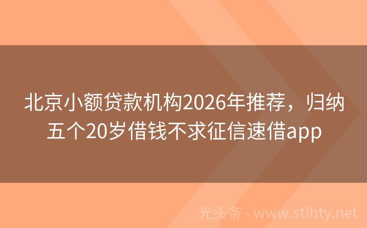 北京小额贷款机构2026年推荐，归纳五个20岁借钱不求征信速借app