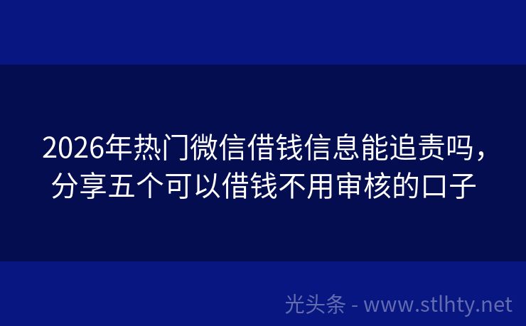 2026年热门微信借钱信息能追责吗，分享五个可以借钱不用审核的口子