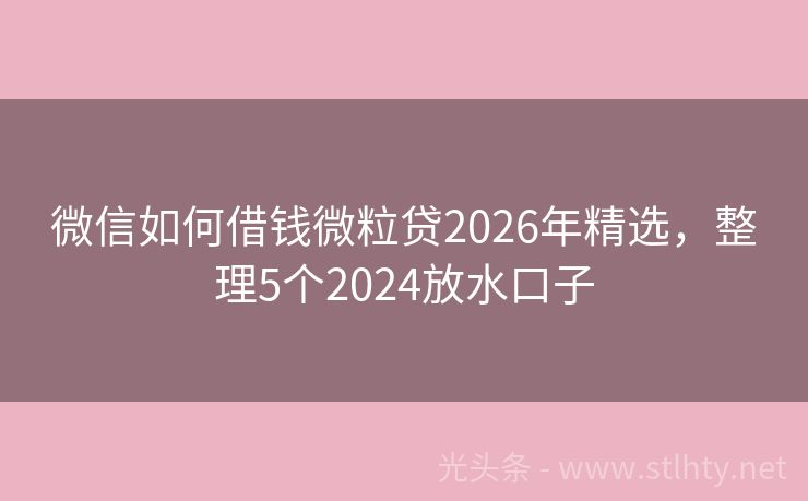 微信如何借钱微粒贷2026年精选，整理5个2024放水口子