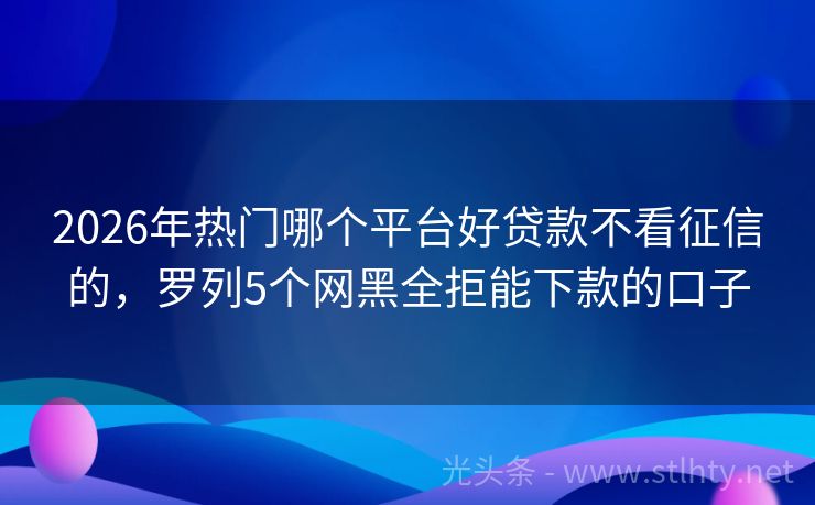 2026年热门哪个平台好贷款不看征信的,罗列5个网黑全拒能下款的口子