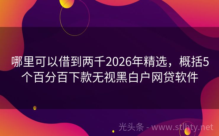 哪里可以借到两千2026年精选，概括5个百分百下款无视黑白户网贷软件