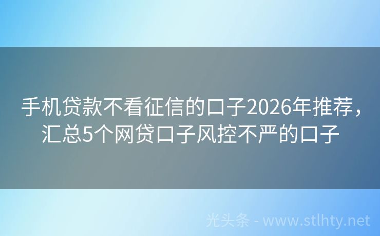 手机贷款不看征信的口子2026年推荐，汇总5个网贷口子风控不严的口子