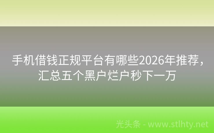手机借钱正规平台有哪些2026年推荐,汇总五个黑户烂户秒下一万