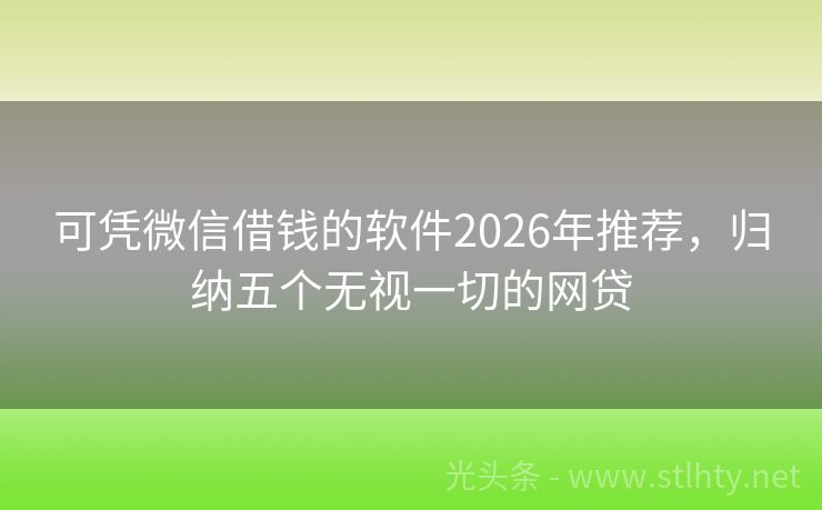 可凭微信借钱的软件2026年推荐，归纳五个无视一切的网贷