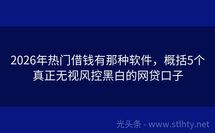2026年热门借钱有那种软件，概括5个真正无视风控黑白的网贷口子