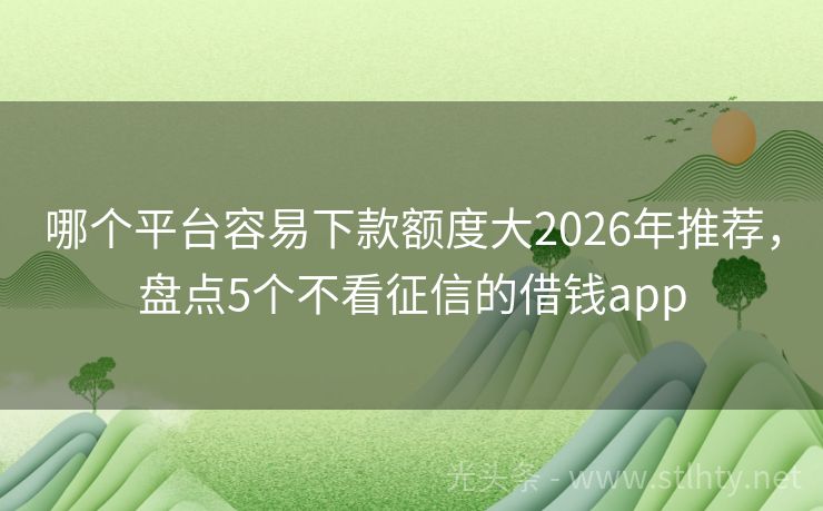 哪个平台容易下款额度大2026年推荐，盘点5个不看征信的借钱app
