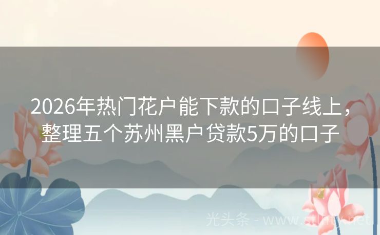 2026年热门花户能下款的口子线上，整理五个苏州黑户贷款5万的口子