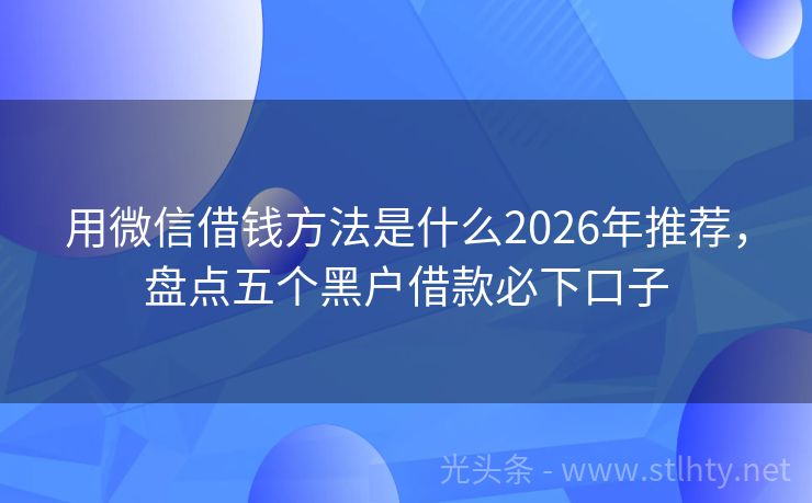 用微信借钱方法是什么2026年推荐，盘点五个黑户借款必下口子