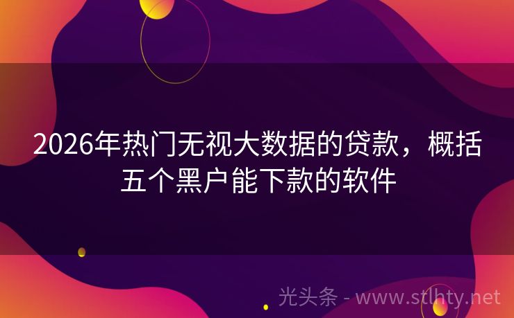 2026年热门无视大数据的贷款，概括五个黑户能下款的软件
