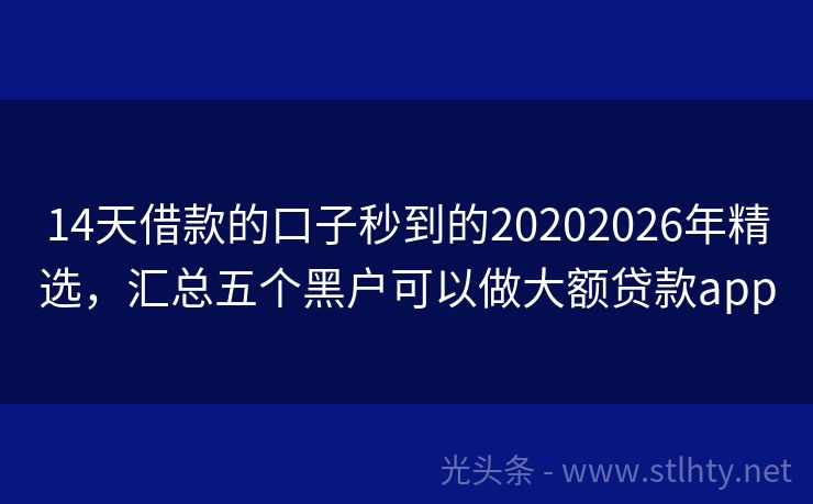 14天借款的口子秒到的20202026年精选，汇总五个黑户可以做大额贷款app