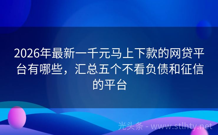 2026年最新一千元马上下款的网贷平台有哪些，汇总五个不看负债和征信的平台