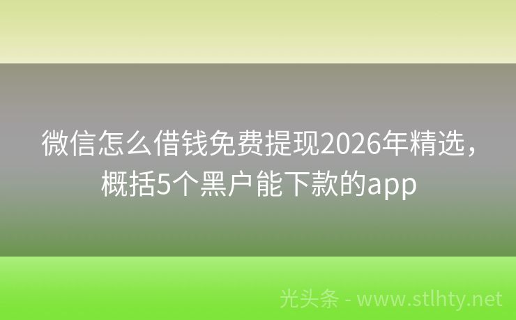 微信怎么借钱免费提现2026年精选，概括5个黑户能下款的app