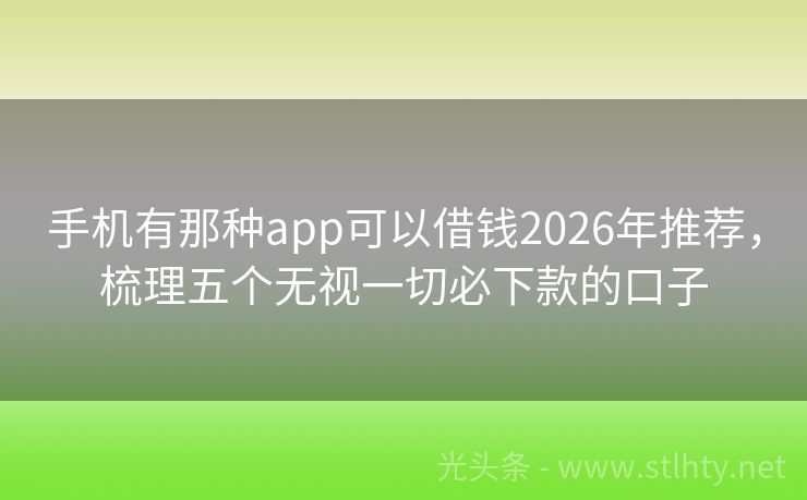 手机有那种app可以借钱2026年推荐，梳理五个无视一切必下款的口子
