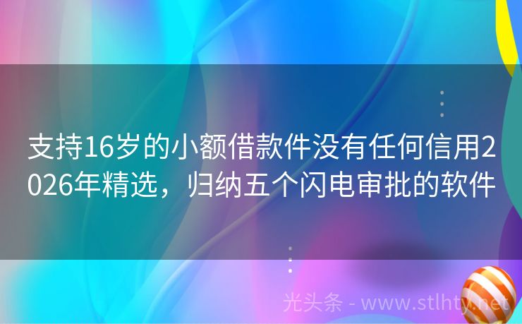 支持16岁的小额借款件没有任何信用2026年精选，归纳五个闪电审批的软件