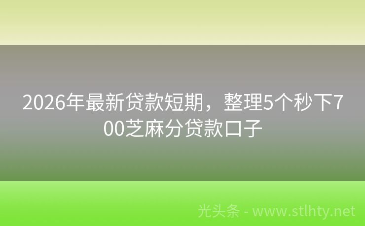 2026年最新贷款短期，整理5个秒下700芝麻分贷款口子