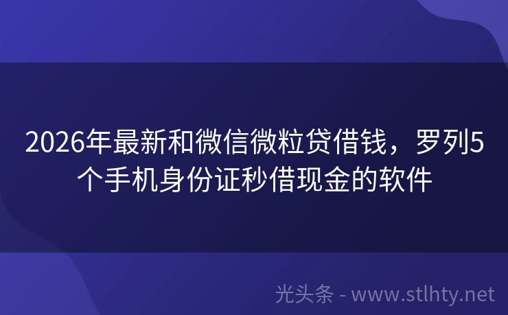 2026年最新和微信微粒贷借钱，罗列5个手机身份证秒借现金的软件