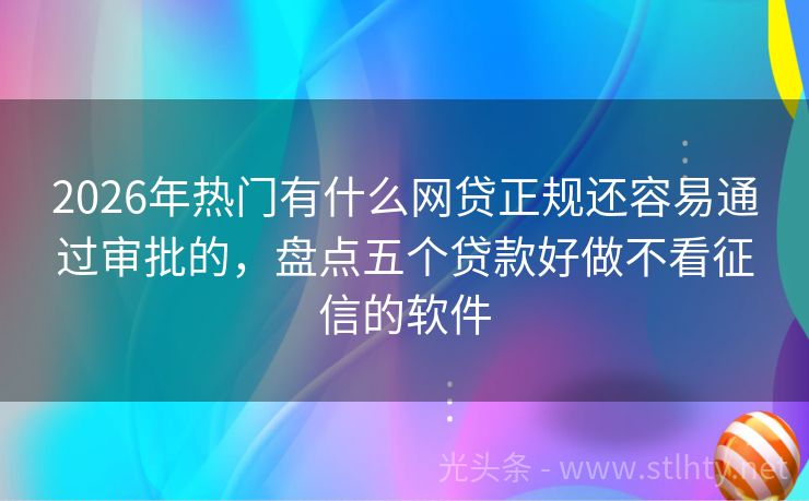 2026年热门有什么网贷正规还容易通过审批的，盘点五个贷款好做不看征信的软件